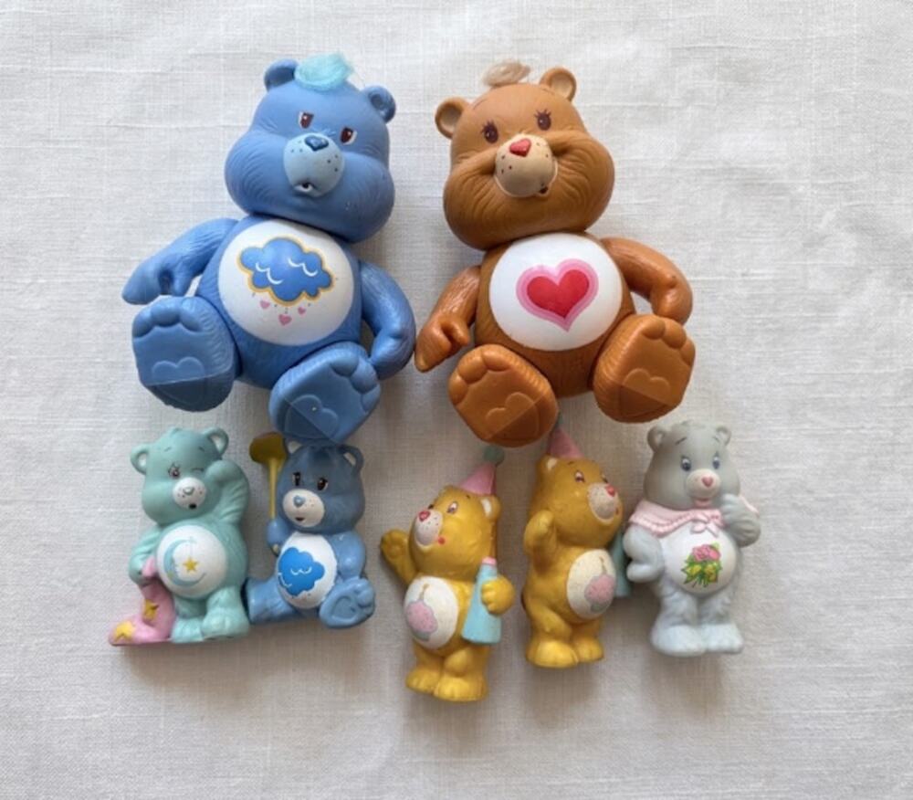 Vintage 1983 Care Bears Lot of 7 PVC Poseable Figures Kenner Grumpy Tenderheart
